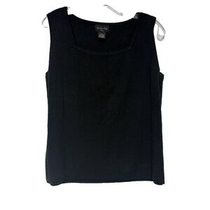 Sandra King Womens 1X Sweater Sleeveless Black Square Neckline